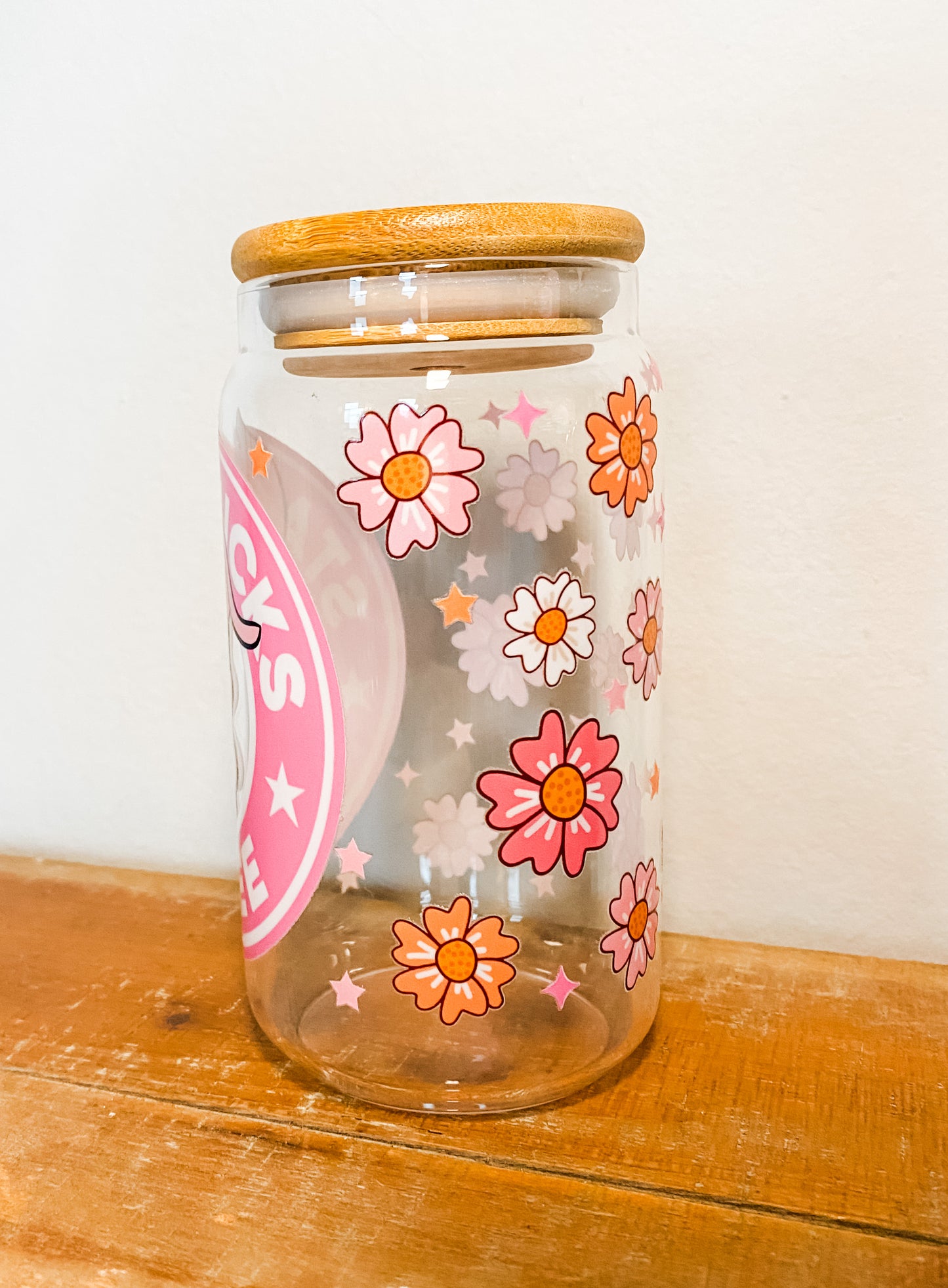 Keep Me In Your Heart Glass Cup With Lid and Glass Straw