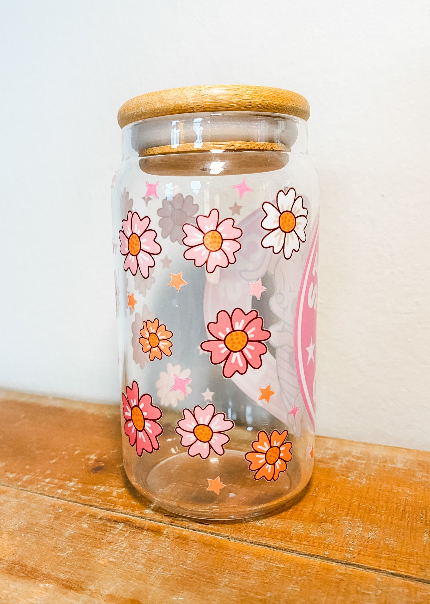 Keep Me In Your Heart Glass Cup With Lid and Glass Straw