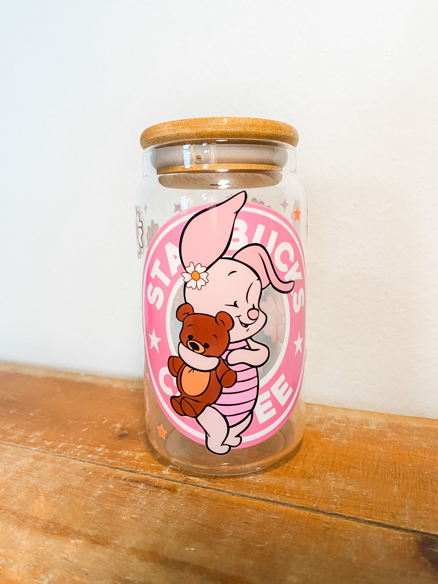 Keep Me In Your Heart Glass Cup With Lid and Glass Straw