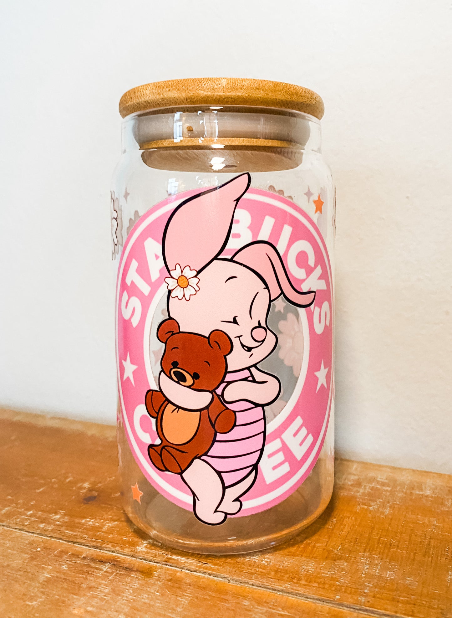Keep Me In Your Heart Glass Cup With Lid and Glass Straw