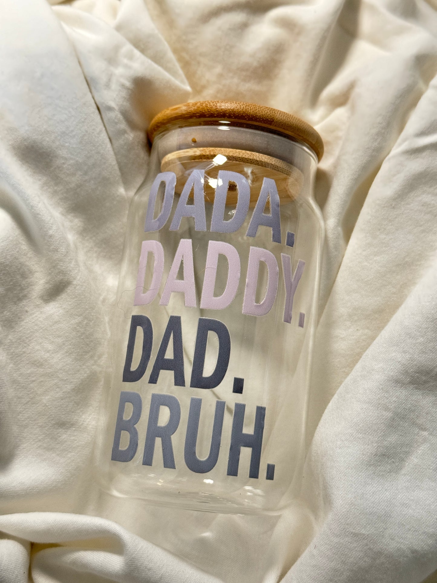 Dad's Cup 16 Ounce GLASS Cup with Straw