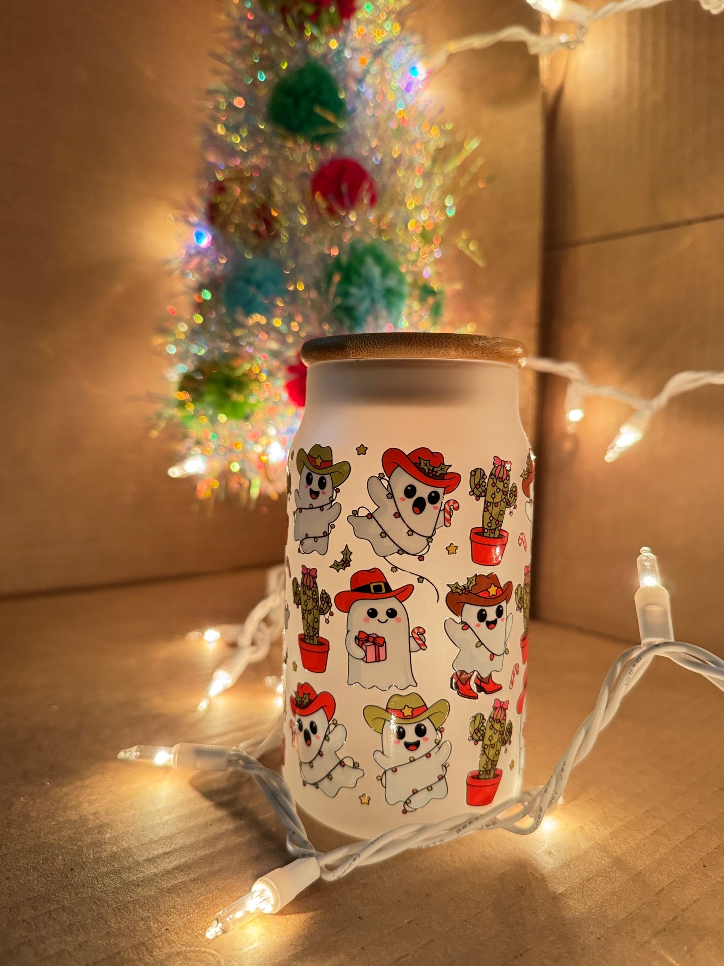 Cowboy Christmas 16oz Glass