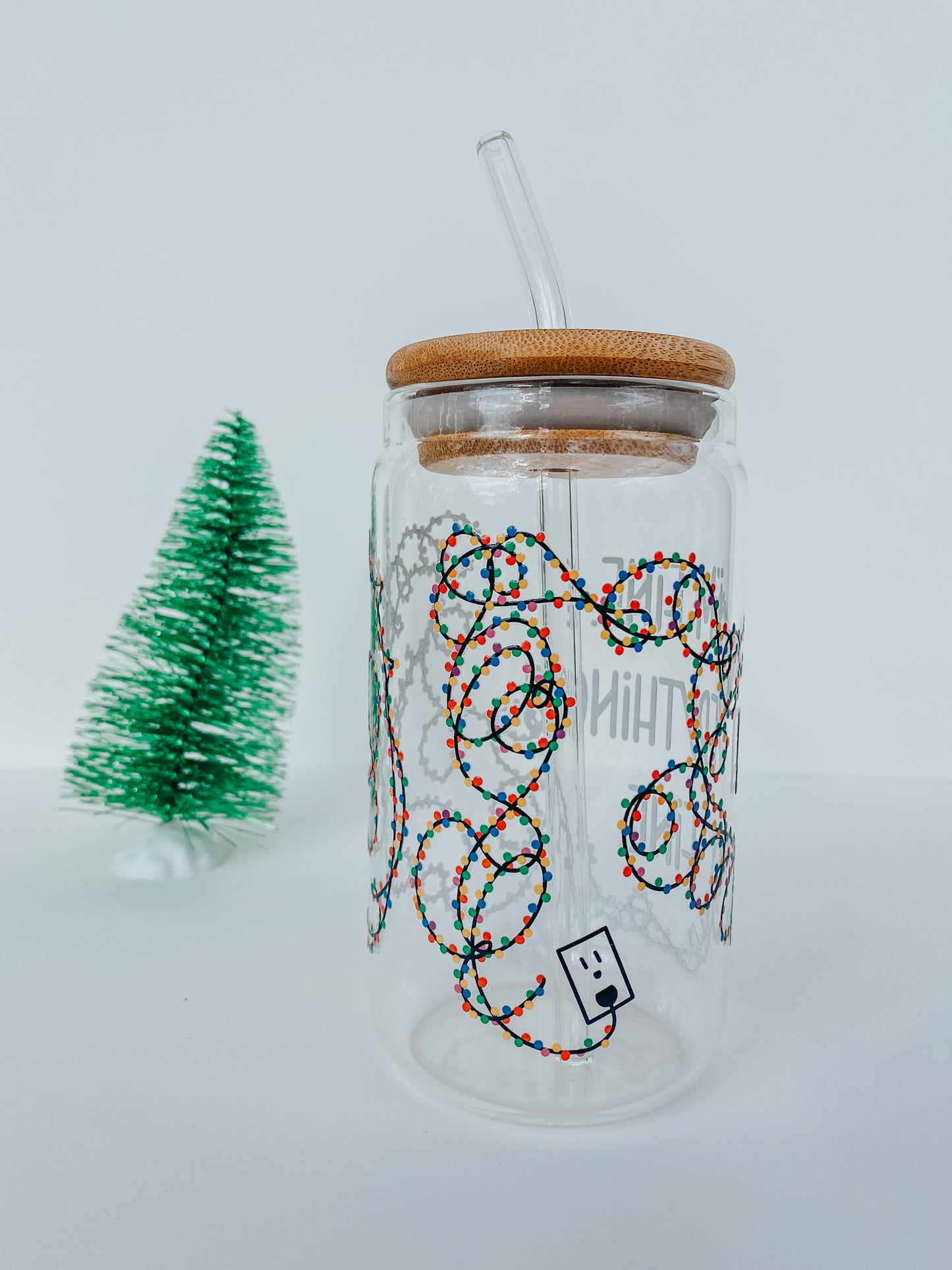 I'm Fine 16 Ounce Glass Cup With Lid and Glass Straw