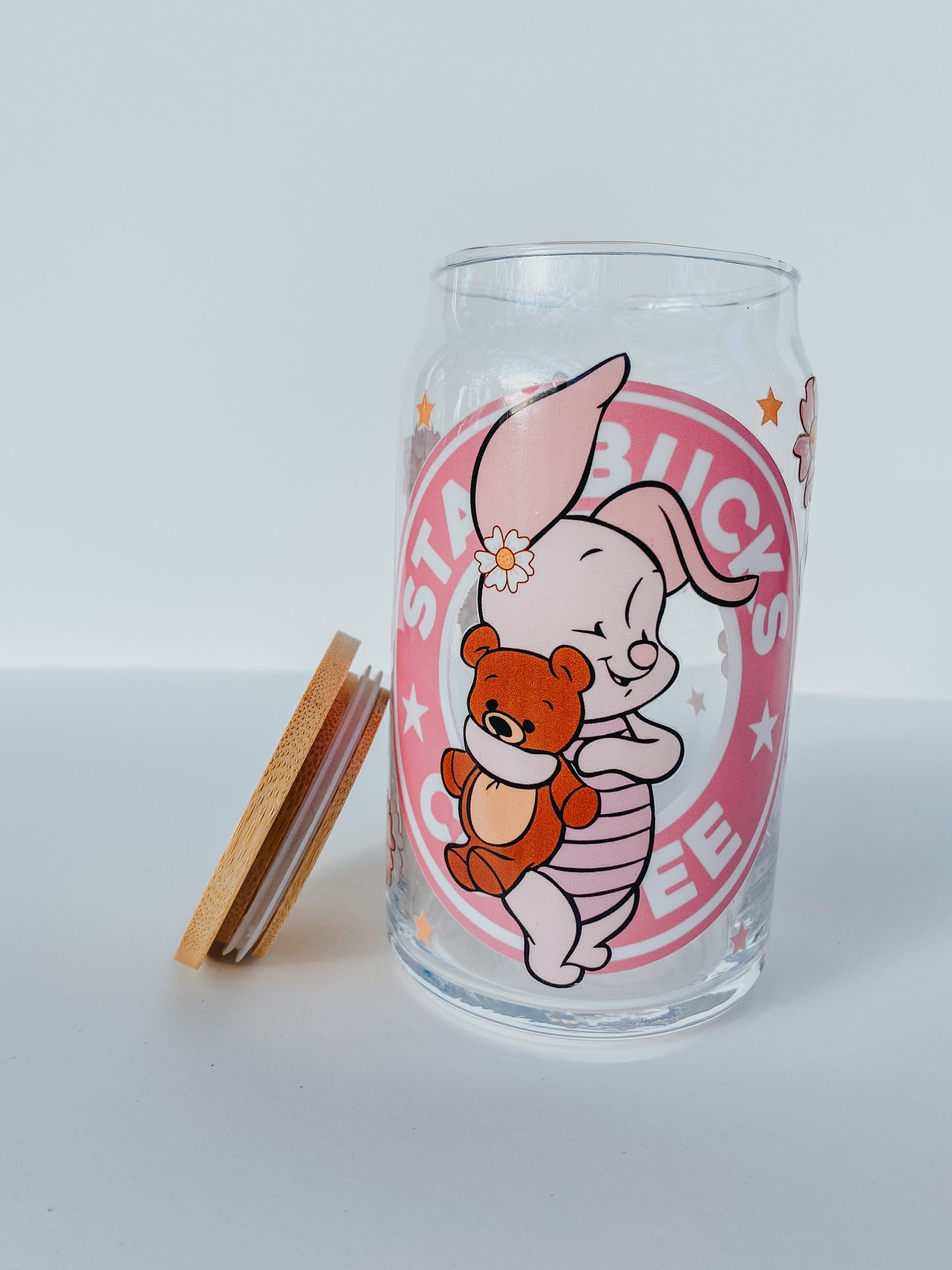 Keep Me In Your Heart Glass Cup With Lid and Glass Straw