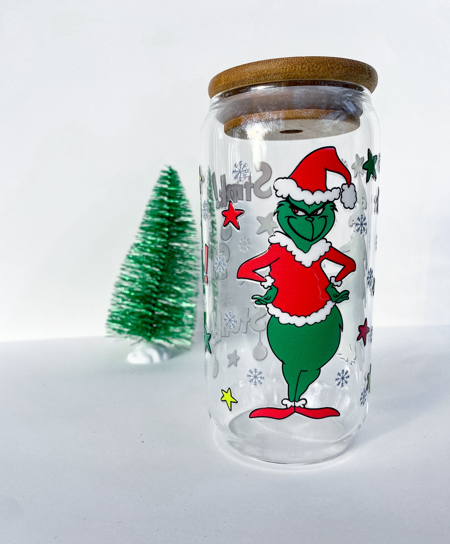 Stink, Stank, Stunk 16 Ounce Glass Cup With Lid and Glass Straw