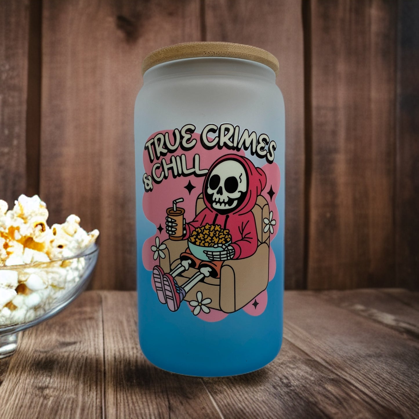 True Crime & Chill 16 Ounce Glass Cup