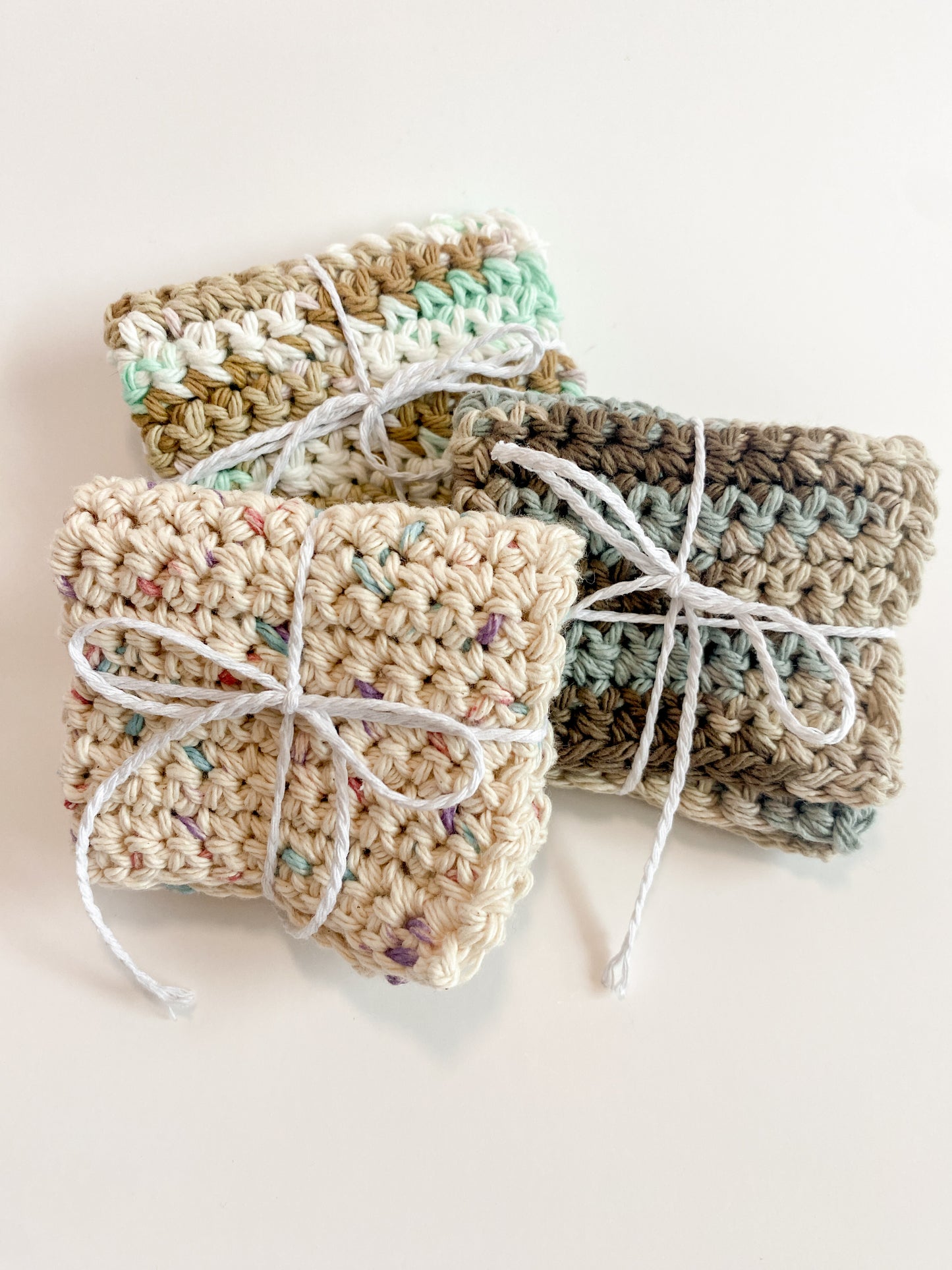 Neutral Ombre Washcloth Singles Mix & Match 100% Cotton Crochet Dish Cloth