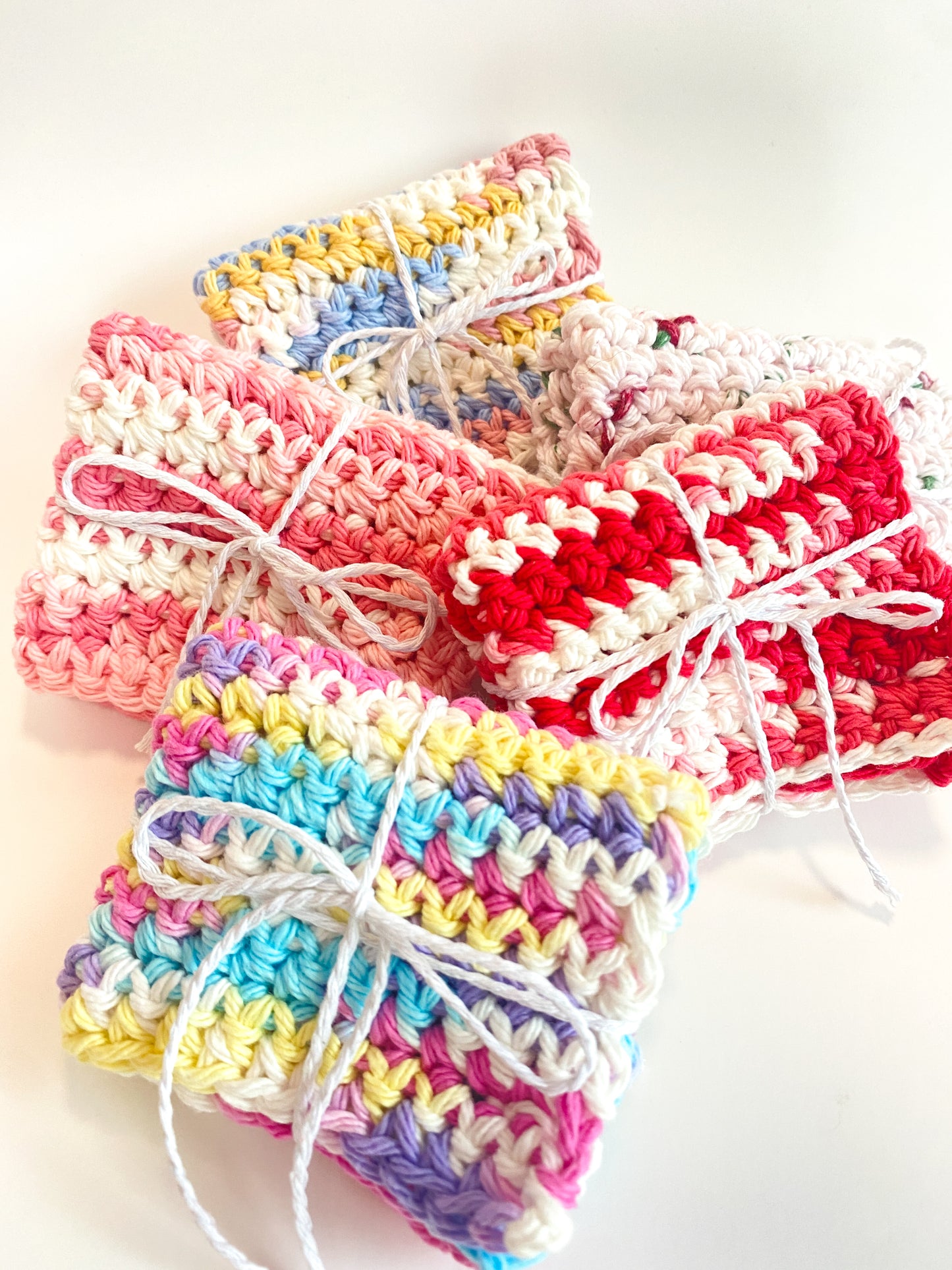 Pink Ombre Washcloth Singles Mix & Match 100% Cotton Crochet Dish Cloth