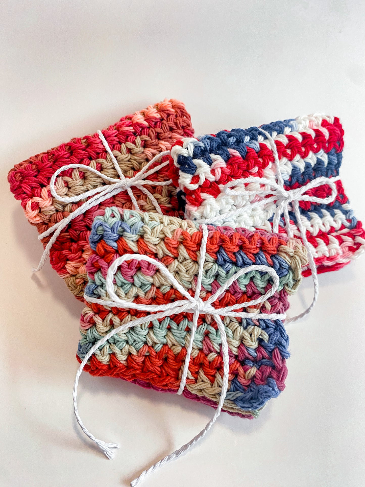 Red Ombre Washcloth Singles Mix & Match 100% Cotton Crochet Dish Cloth