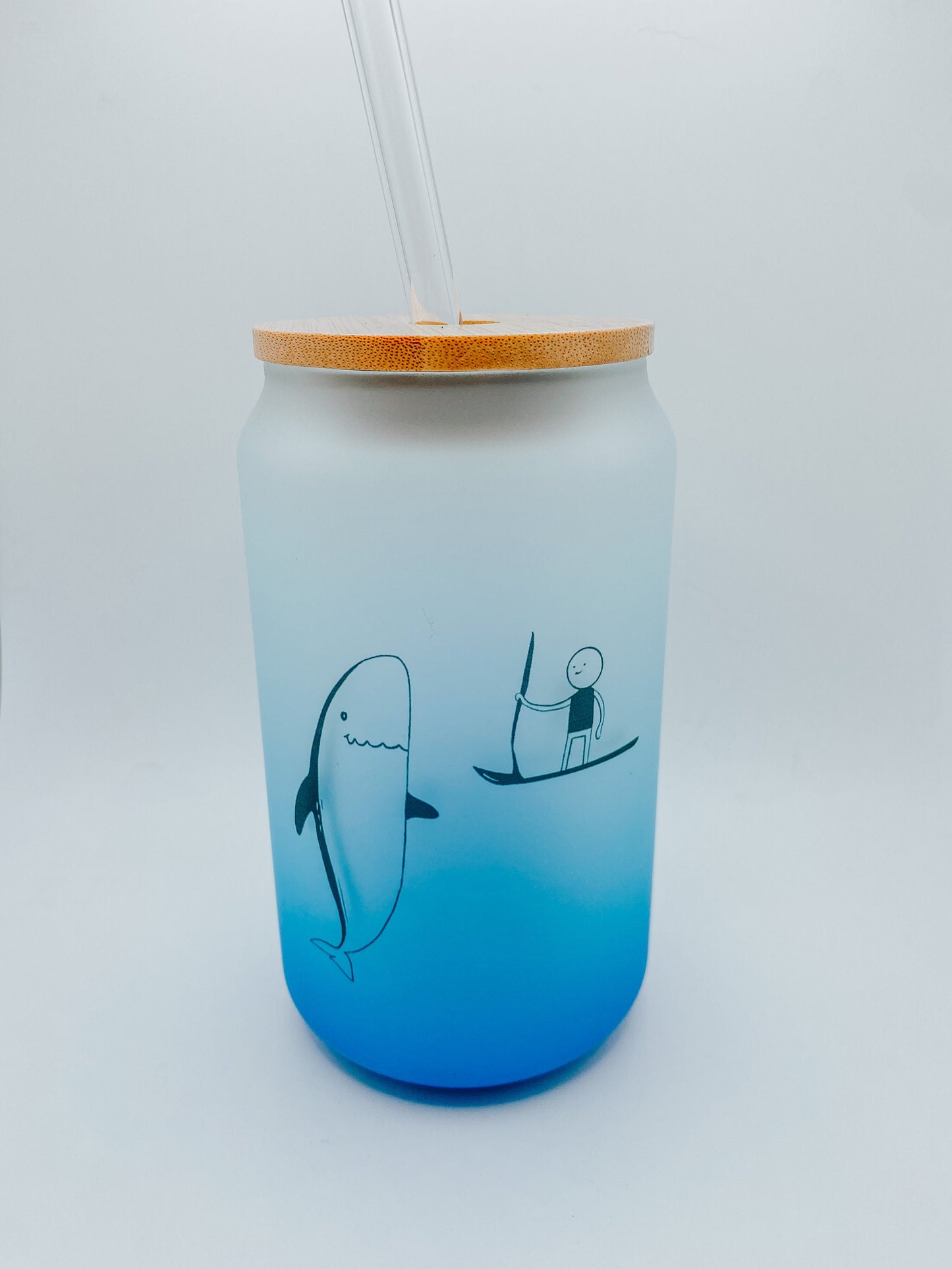 Whale Encounter Blue Whale 16 Ounce Glass Cup
