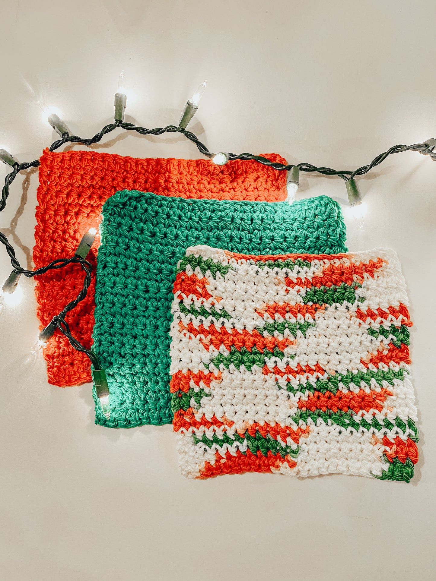 Holiday Pack of 3 Washcloths | Handmade Dishcloths for Christmas |