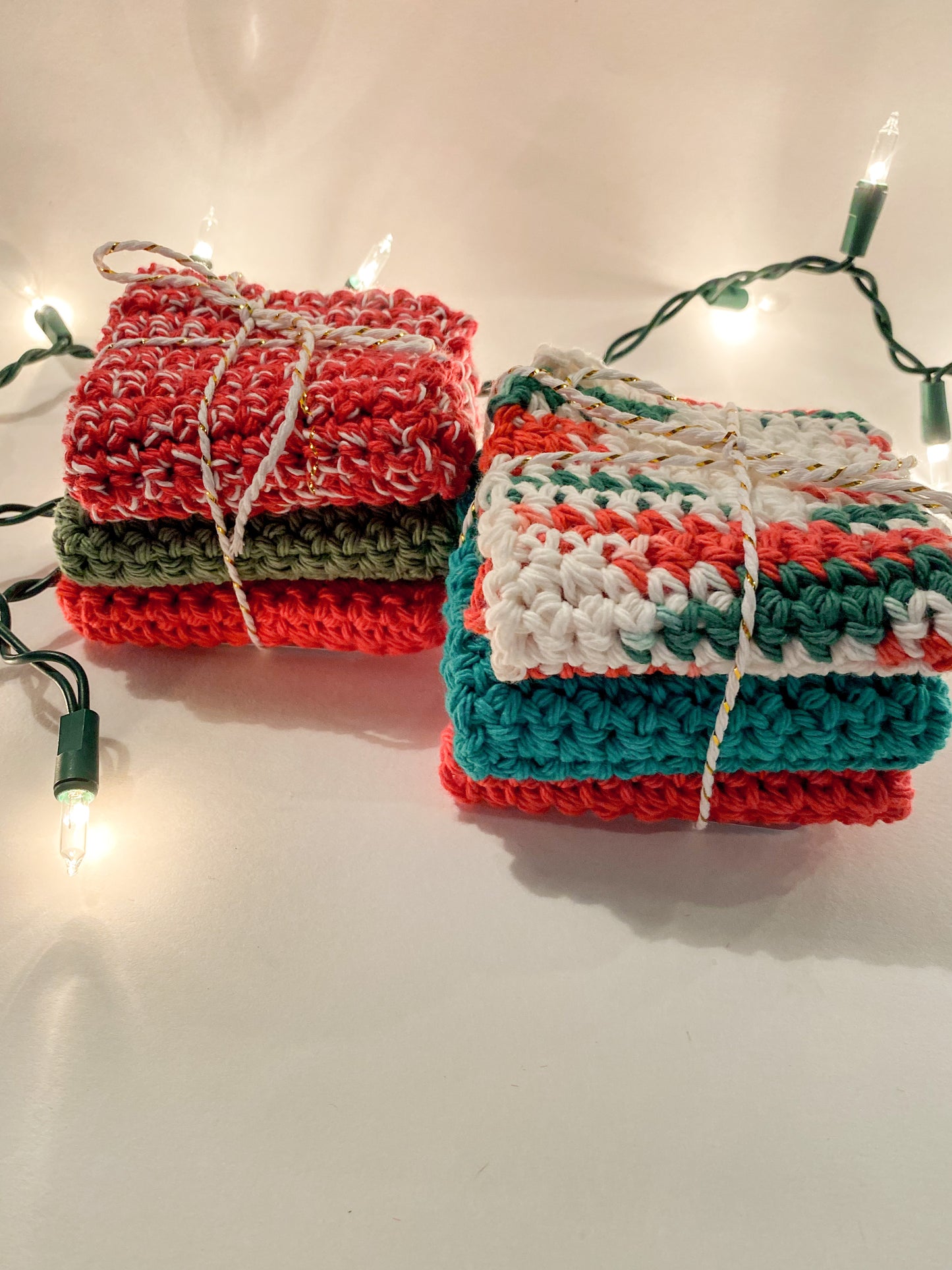 Holiday Pack of 3 Washcloths | Handmade Dishcloths for Christmas |