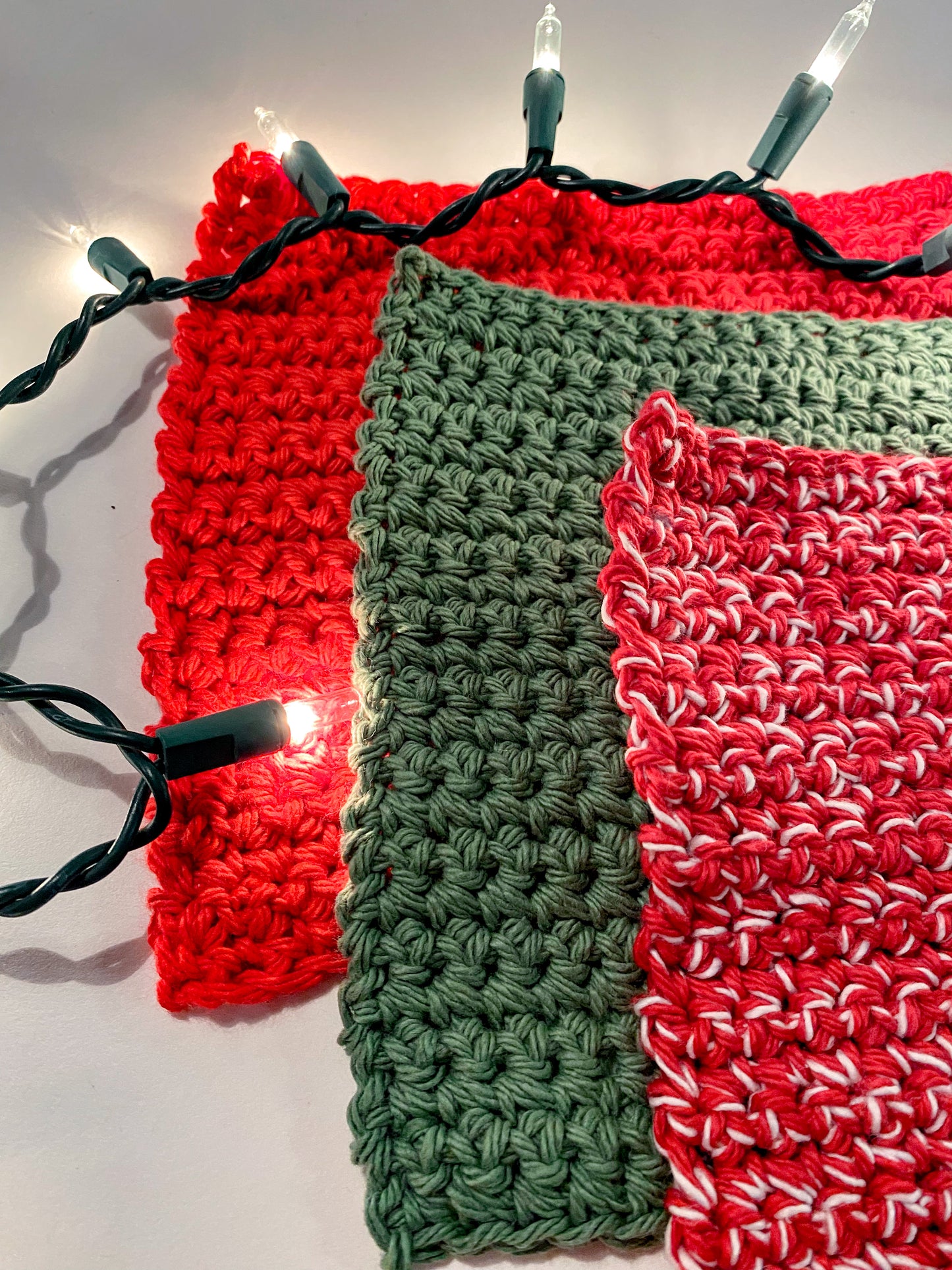 Holiday Pack of 3 Washcloths | Handmade Dishcloths for Christmas |