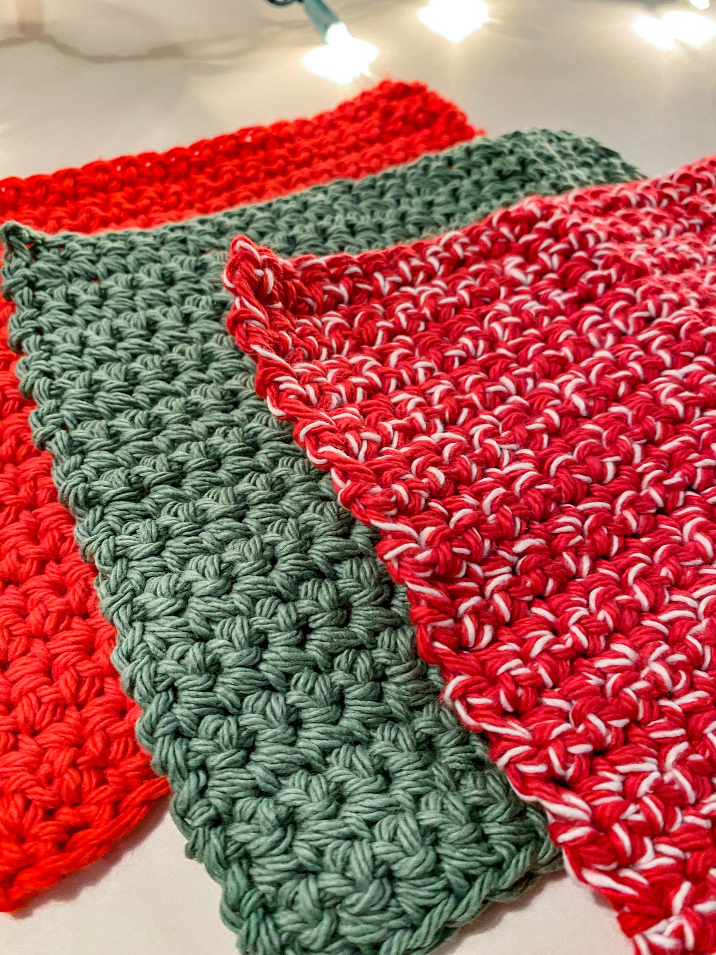 Holiday Pack of 3 Washcloths | Handmade Dishcloths for Christmas |