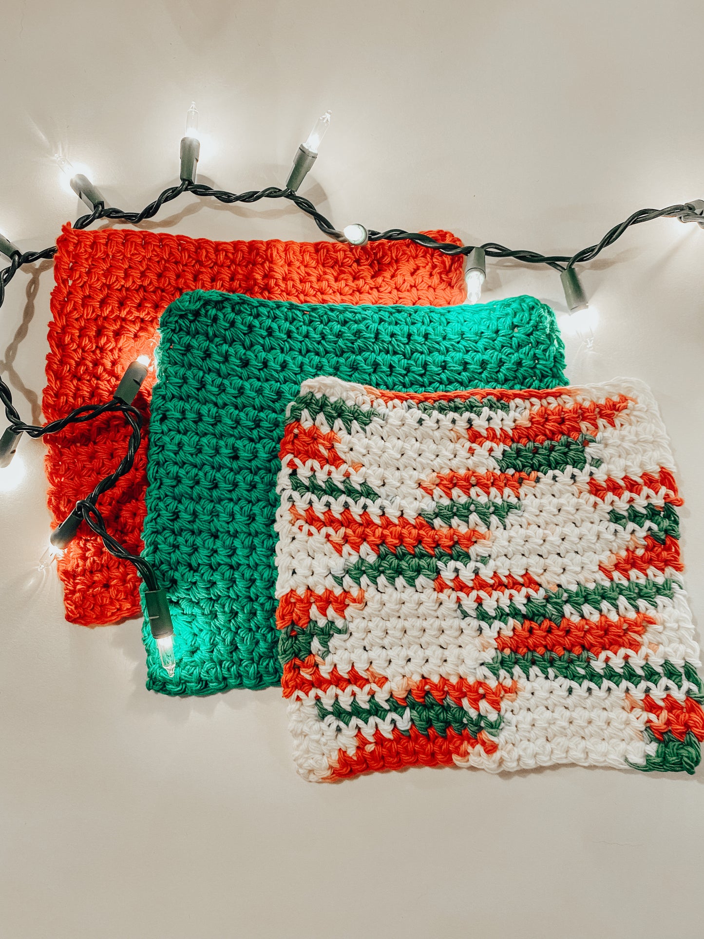 Holiday Pack of 3 Washcloths | Handmade Dishcloths for Christmas |