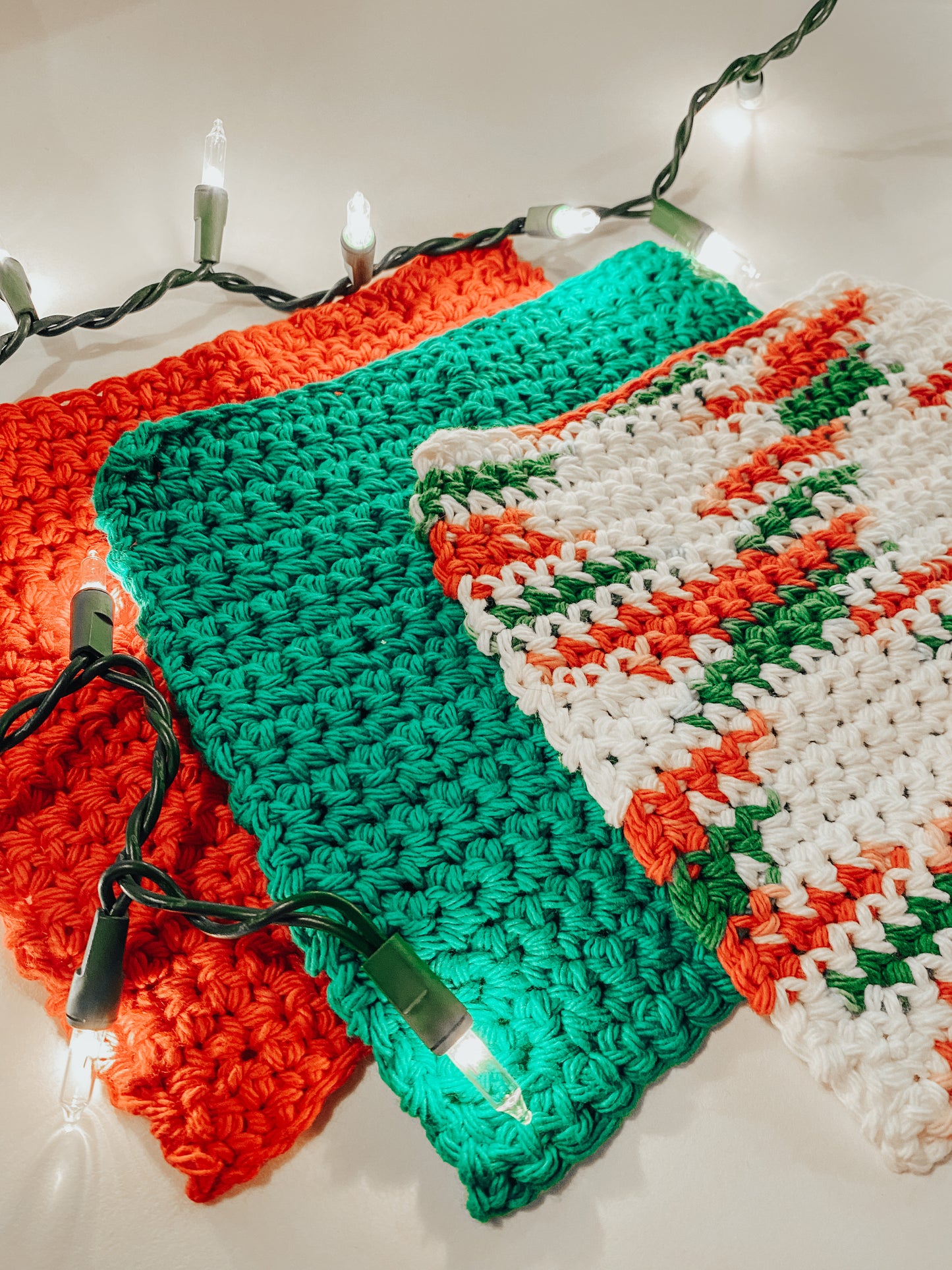 Holiday Pack of 3 Washcloths | Handmade Dishcloths for Christmas |