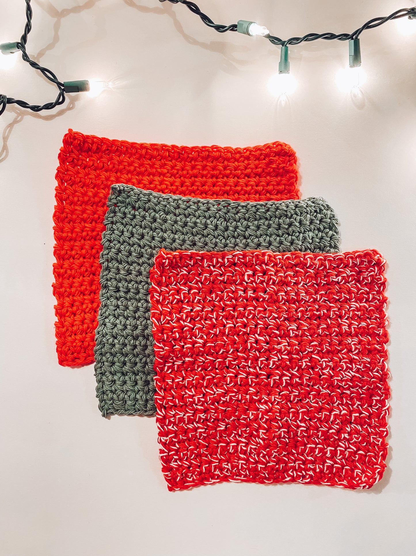 Holiday Pack of 3 Washcloths | Handmade Dishcloths for Christmas |