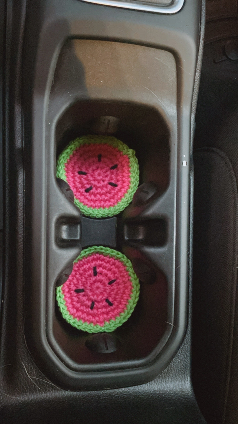 Cute Car Coasters Crochet 100% Cotton Washable Cup Holder Coasters