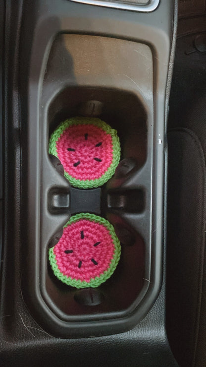 Cute Car Coasters Crochet 100% Cotton Washable Cup Holder Coasters