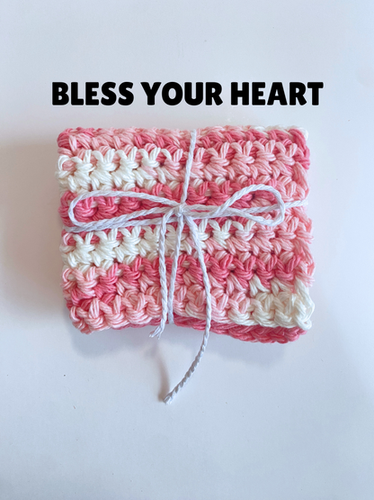 Pink Ombre Washcloth Singles Mix & Match 100% Cotton Crochet Dish Cloth