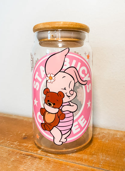 Keep Me In Your Heart Glass Cup With Lid and Glass Straw