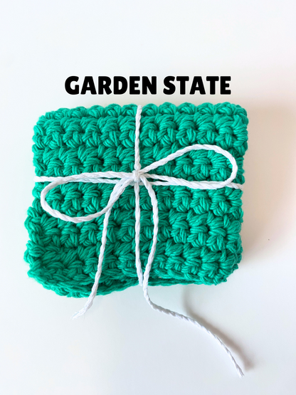 Green Washcloth Solid Singles 100% Cotton Handmade