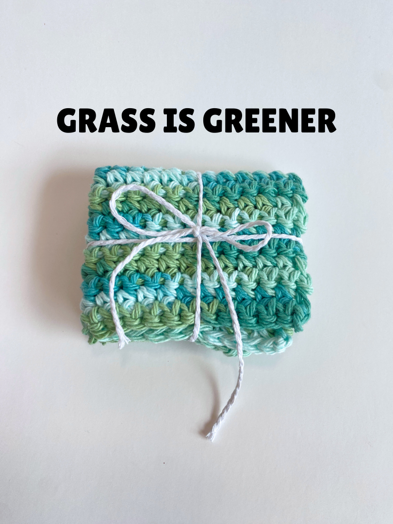 Green Ombre Washcloth Singles Mix & Match 100% Cotton Crochet Dish Cloth