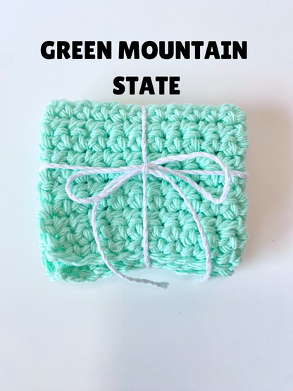 Green Washcloth Solid Singles 100% Cotton Handmade