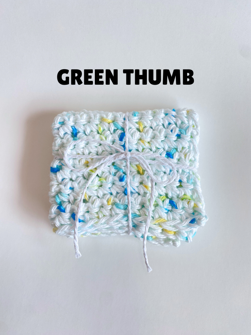 Green Ombre Washcloth Singles Mix & Match 100% Cotton Crochet Dish Cloth