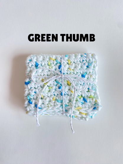 Green Ombre Washcloth Singles Mix & Match 100% Cotton Crochet Dish Cloth