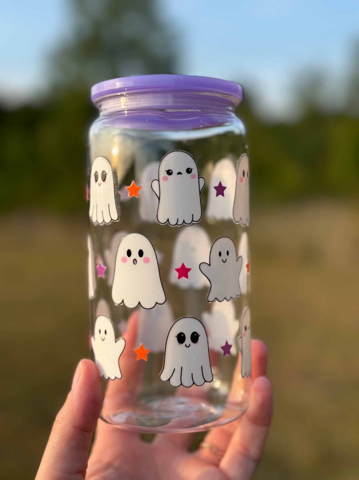 Cutie Ghost 16 Ounce Acrylic Cup with Lid and Straw