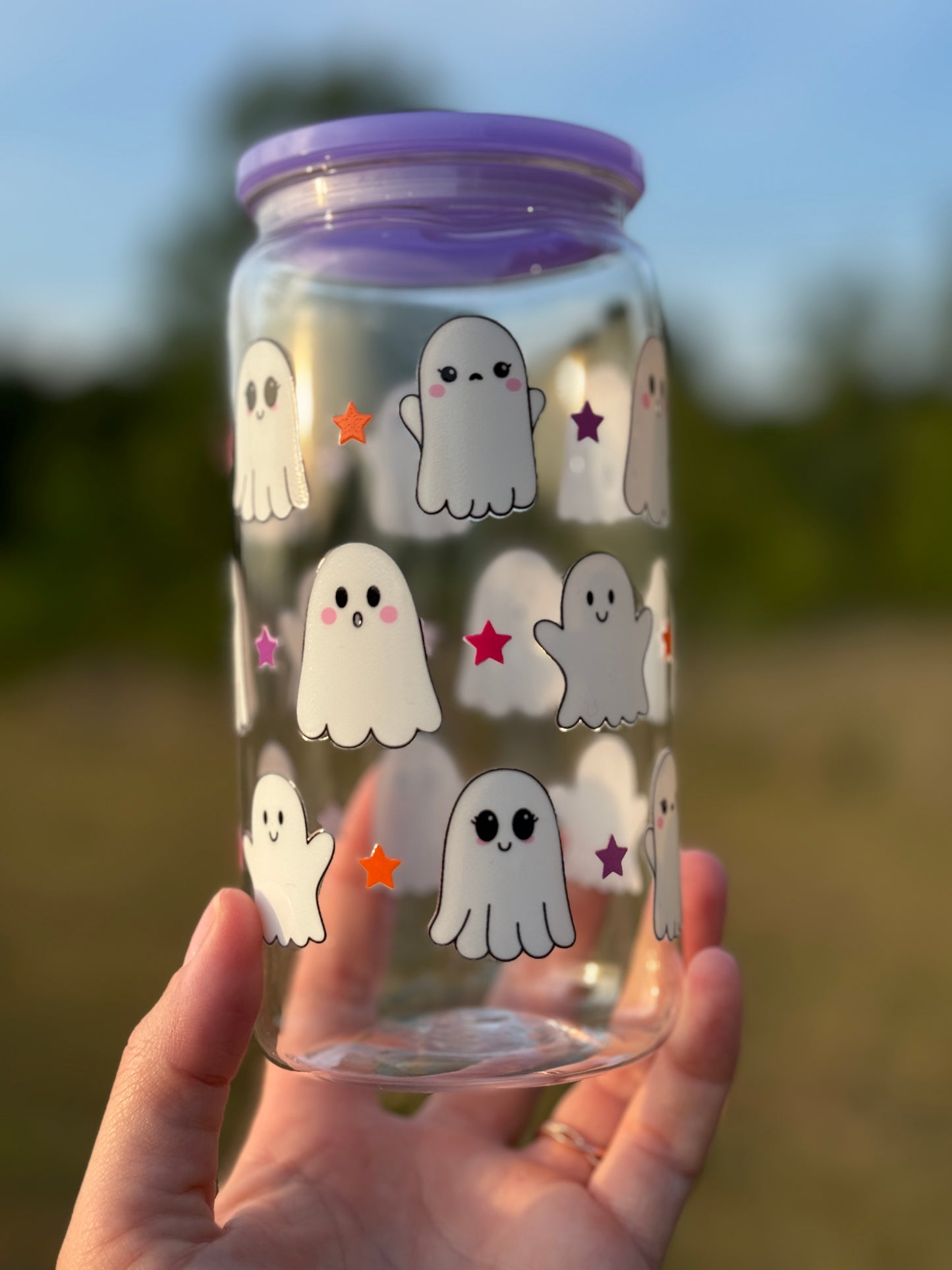 Cutie Ghost 16 Ounce Acrylic Cup with Lid and Straw
