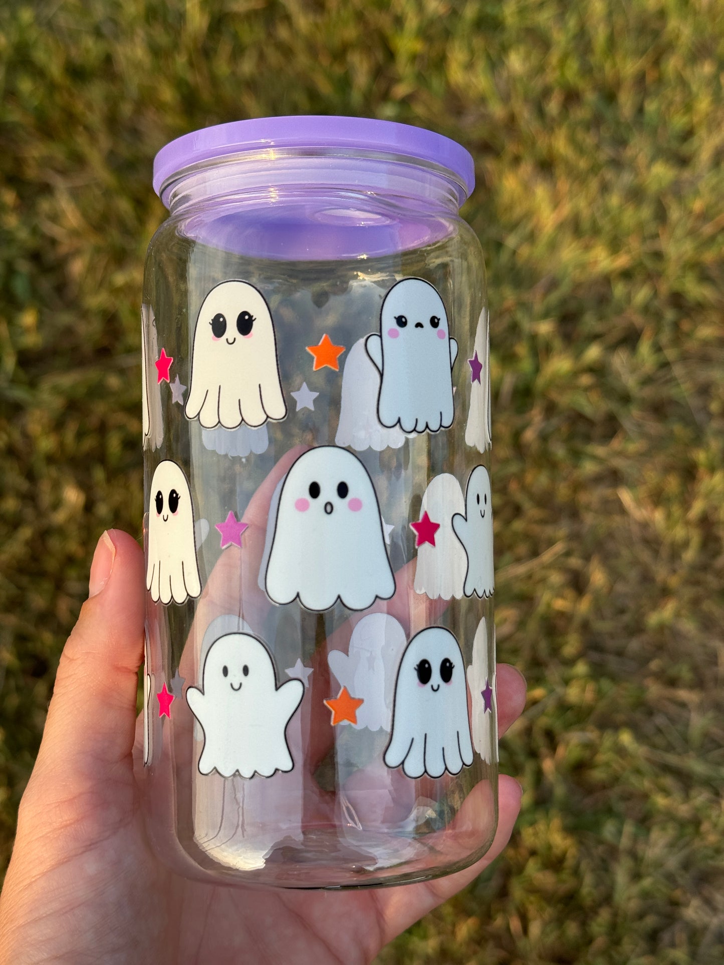 Cutie Ghost 16 Ounce Acrylic Cup with Lid and Straw