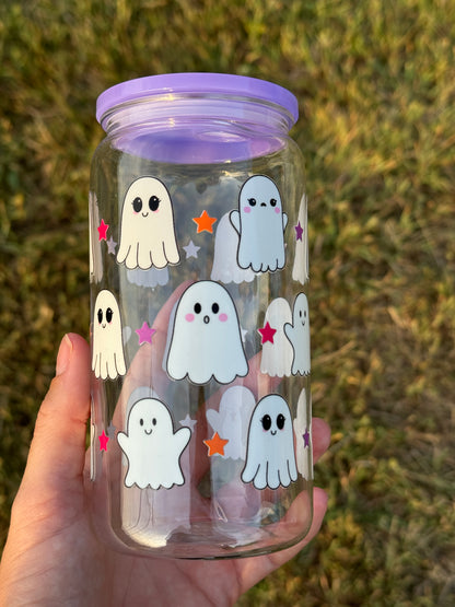 Cutie Ghost 16 Ounce Acrylic Cup with Lid and Straw