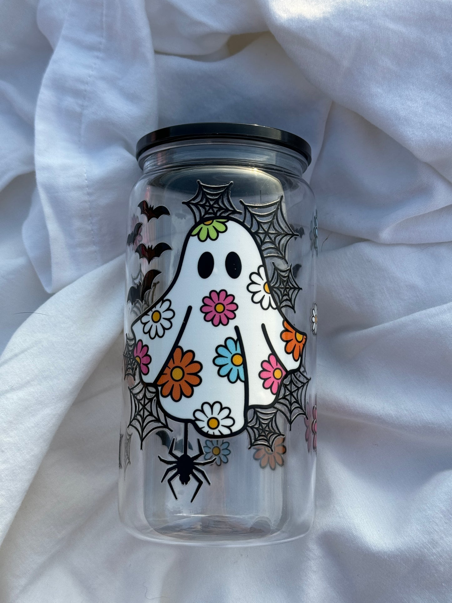 Boho Ghost 16 Ounce Acrylic Cup with Lid and Straw