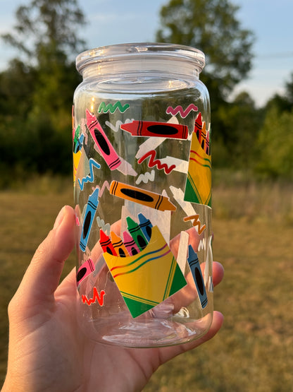Colorful Crayon Teacher Gift Acrylic 16 Ounce Cup