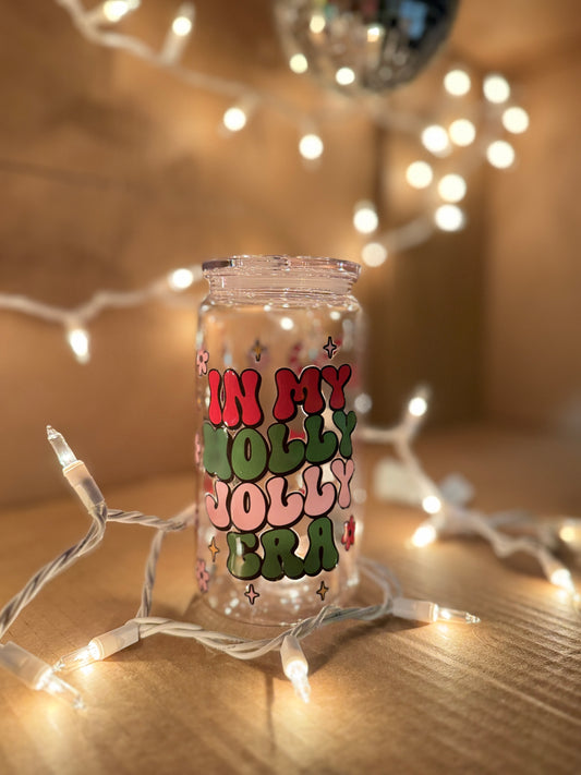 Holly Jolly Era 16 Ounce Cup With Lid and Straw