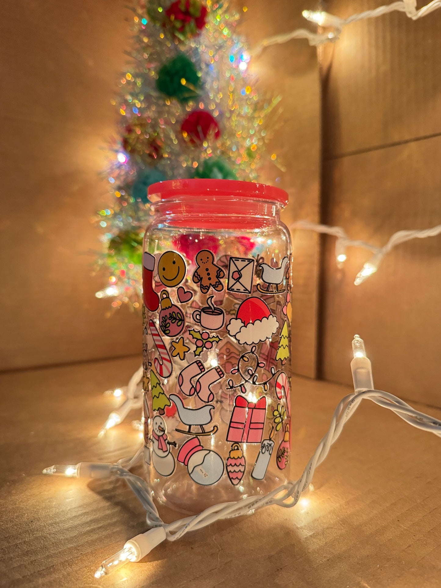 Christmas Stuff Acrylic 16 Ounce Cup with Lid and Straw