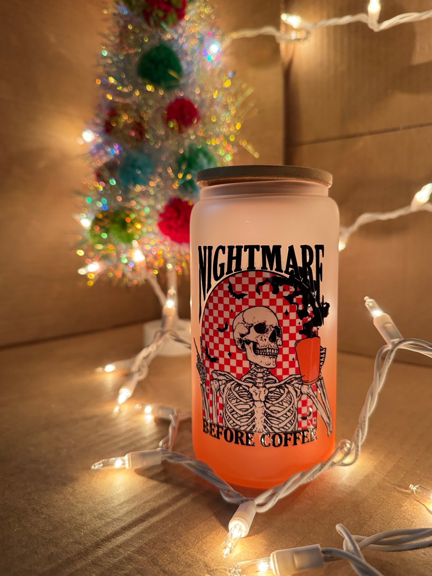 Nightmare Before Coffee Acrylic  or Glass 16 Ounce Drinkware