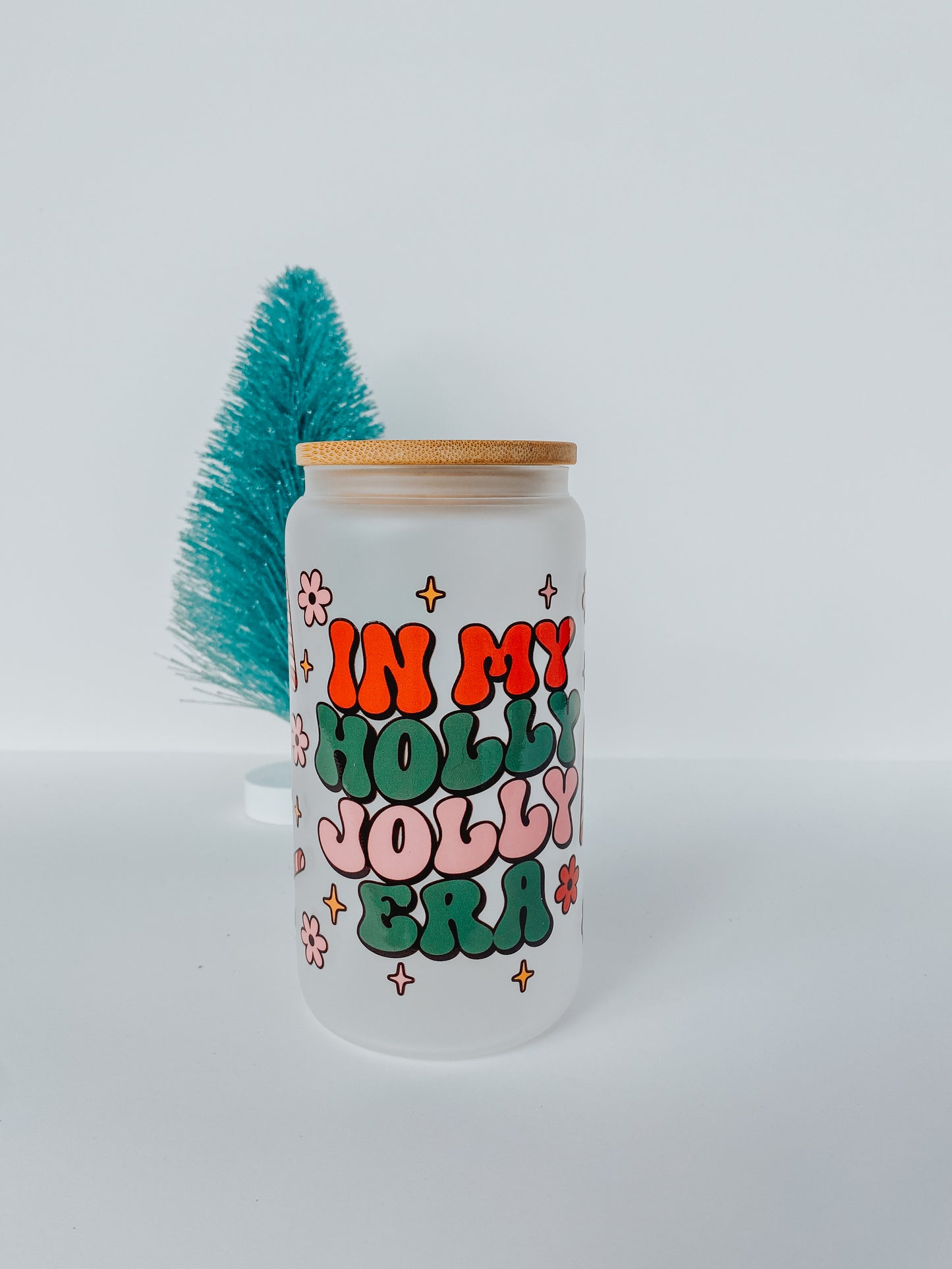 Holly Jolly Era 16 Ounce Cup With Lid and Straw