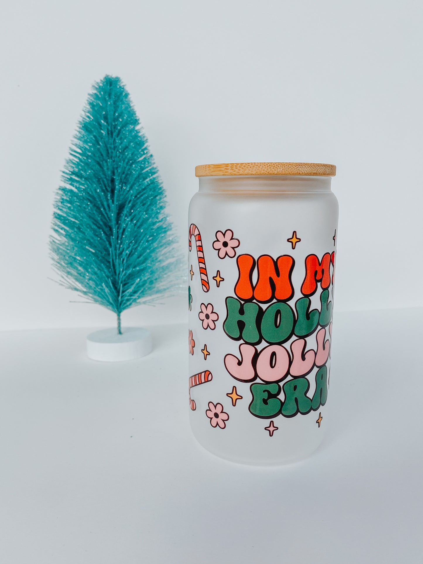 Holly Jolly Era 16 Ounce Cup With Lid and Straw