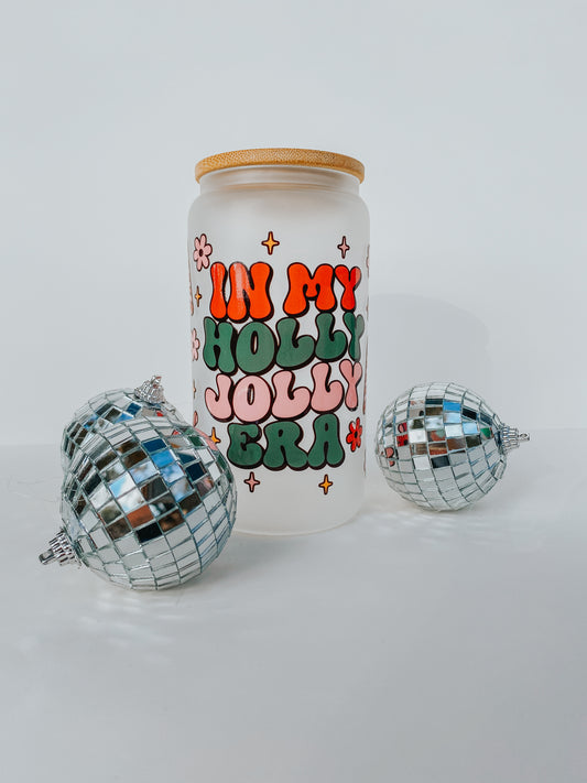 Holly Jolly Era 16 Ounce Cup With Lid and Straw