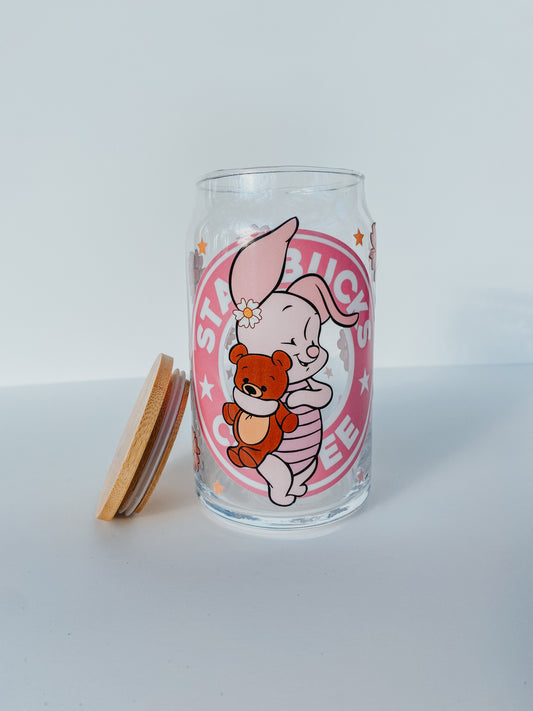 Keep Me In Your Heart Glass Cup With Lid and Glass Straw