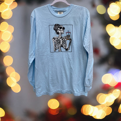 Caffeinated Skelly Long Sleeve T-Shirt