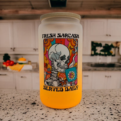 Fresh Sarcasm 16 Ounce Glass Can