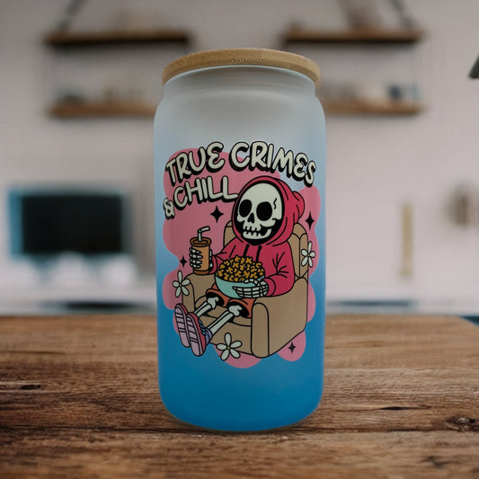 True Crime & Chill 16 Ounce Glass Cup