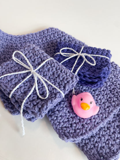 Purple Solid Washcloth Solid Singles 100% Cotton Handmade
