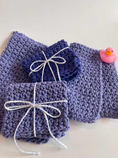 Purple Solid Washcloth Solid Singles 100% Cotton Handmade