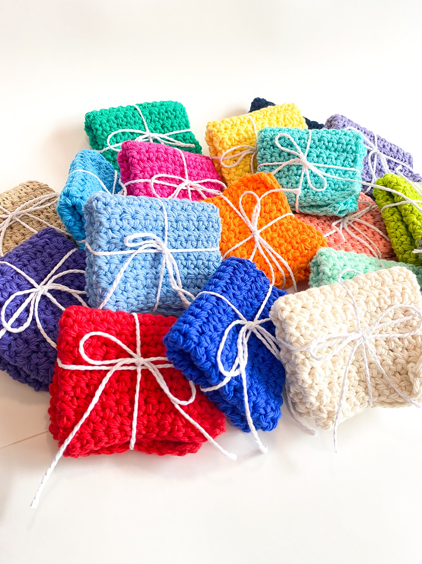 Bright Solid Washcloth Solid Singles 100% Cotton Handmade