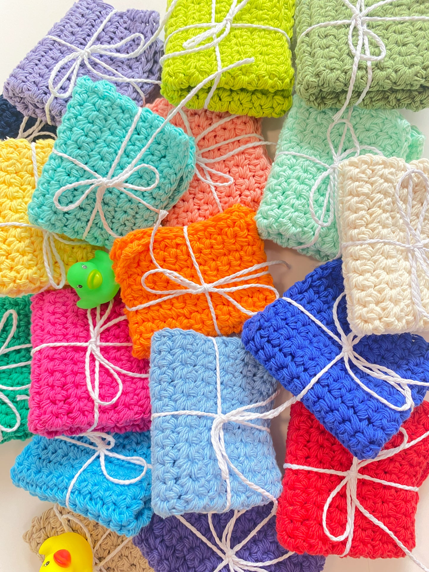 Bright Solid Washcloth Solid Singles 100% Cotton Handmade